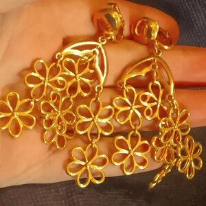 Crown Trifari Flower Earrings & Necklace